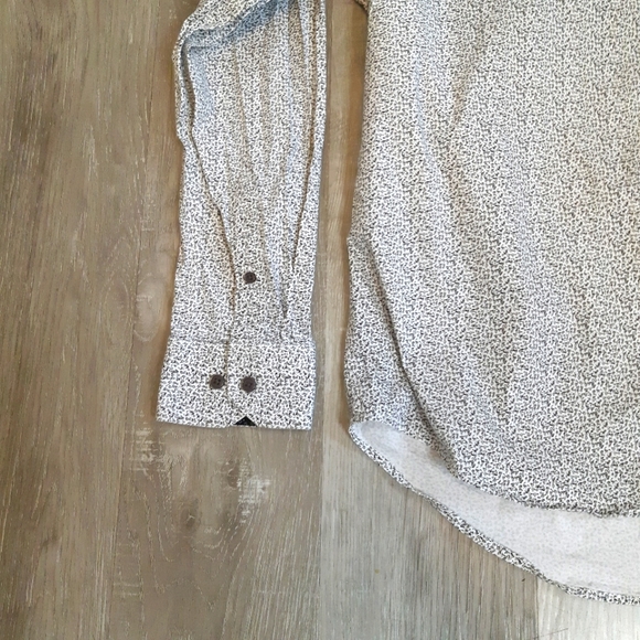 Report Collection mens slim fit abstract black and white button up shirt 17"neck - Picture 6 of 9